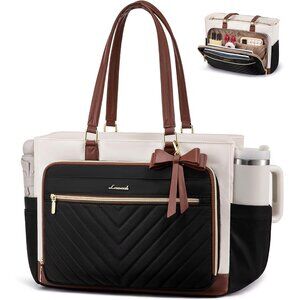 17 Inch Laptop Tote Bag for Women, Teacher Nurse Work Tote Bags with Large Cup H